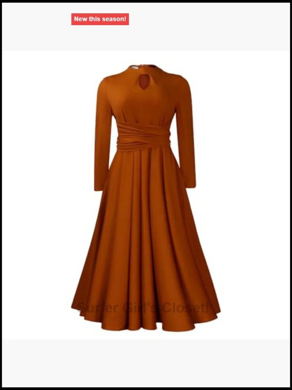 Elegant Long Sleeve A-Line Swing Dress High Waist Flowy Maxi Formal Party